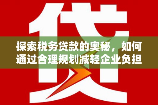 任城探索税务贷款的奥秘，如何通过合理规划减轻企业负担