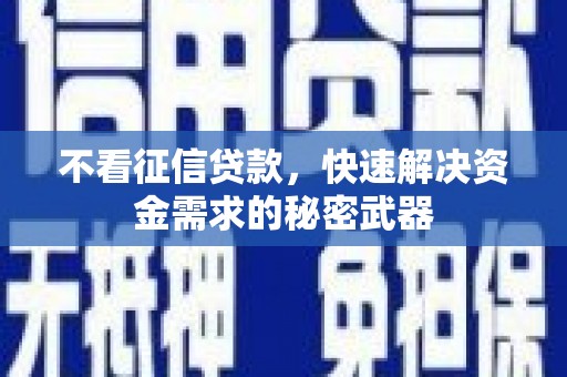 任城不看征信贷款，快速解决资金需求的秘密武器