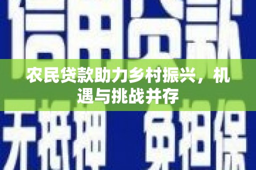 任城农民贷款助力乡村振兴，机遇与挑战并存