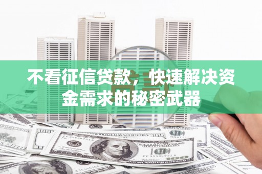 任城不看征信贷款，快速解决资金需求的秘密武器