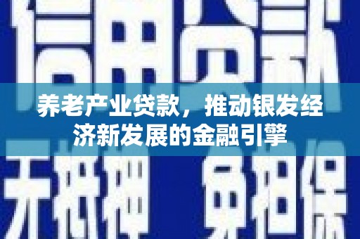 任城养老产业贷款，推动银发经济新发展的金融引擎
