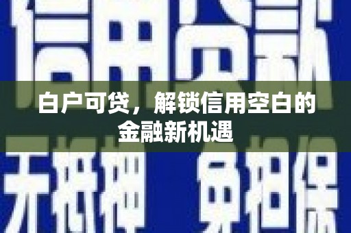 任城白户可贷，解锁信用空白的金融新机遇