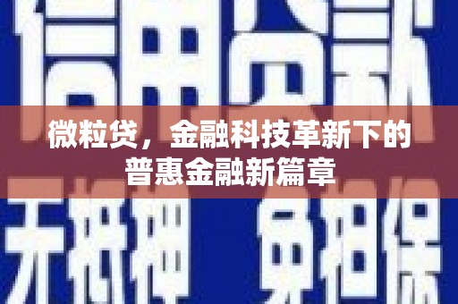 任城微粒贷，金融科技革新下的普惠金融新篇章