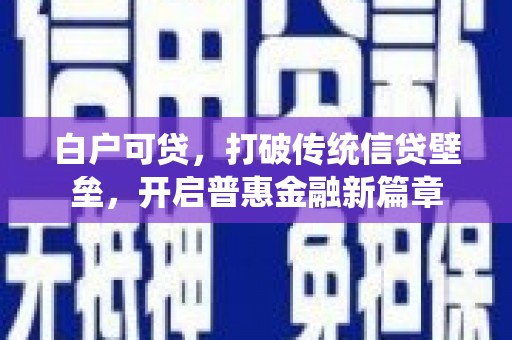 任城白户可贷，打破传统信贷壁垒，开启普惠金融新篇章